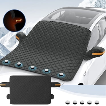 Magnetic Car Snow Shield - Thickened Winter Cover with Reflective Strips, Frost and UV Protection for Front Windshield and Mirrors