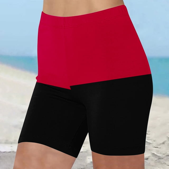 Gspmoly Shorts, Shorts d'Été Taille Haute pour Femmes Shorts d'Été Décontractés Extensibles Short de Sport Shorts de Randonnée Femmes Liquidation Rouge m