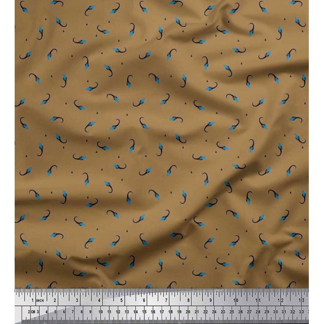 Soimoi Polyester Crepe Fabric Triangle & Rocket Cartoon Printed Craft Fabric by The Yard 42 Inch Wide