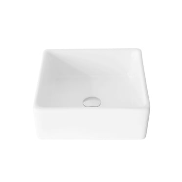 Lavabo de Salle de Bain Élégant en Porcelaine Blanche Carré 15 Pouces P-222
