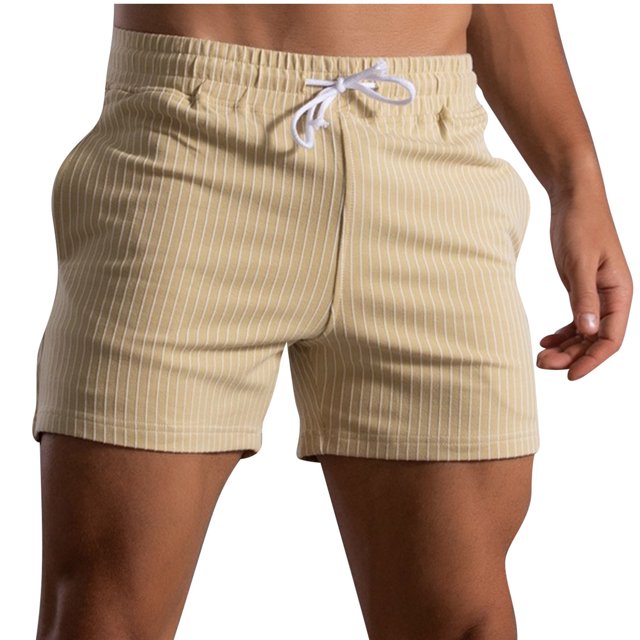 Mens Shorts Mens Stripe Printed Casual Drawstring Pockets Elastic Sports Shorts
