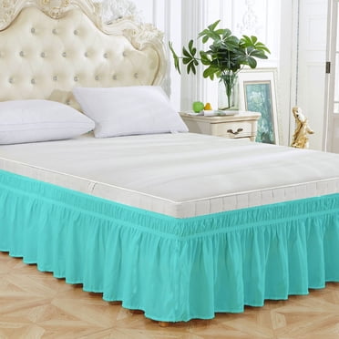EARKITY Bed Skirts, Wrap Around Bed Skirts, Dust Ruffle Bed Skirt, Pleated Bedskirt, Solid Color Wrinkle and Fade Resistant with Adjustable Elastic Belt Easy to Install