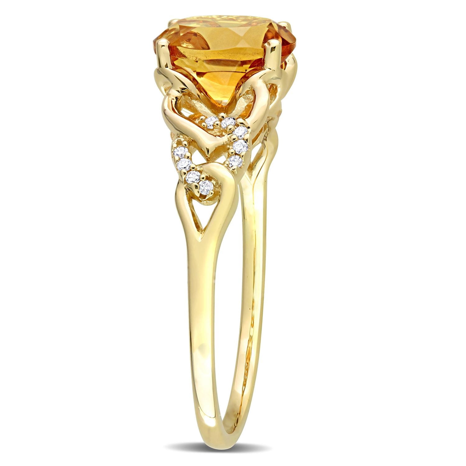 Bague ovale à maillons Miabella avec 1-1/10 Carat PBT de citrine et accents de diamant en or jaune 10k