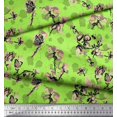 thumbnail image 3 of Soimoi Green polyester Crepe Fabric Dragonfly,Floral & Texture Printed Fabric 1 Yard 42 Inch Wide, 3 of 3