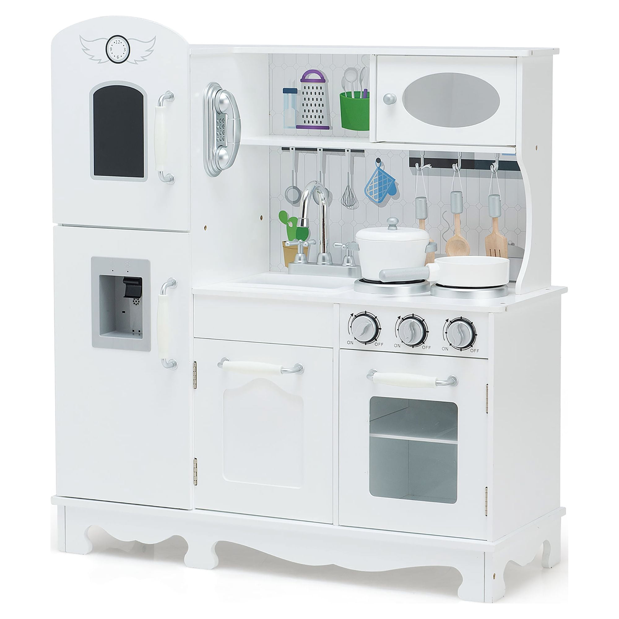 Costway Play Kitchen Pretend Play Cookware  Set Toys for Kids w/ Water Dispenser