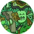 thumbnail image 1 of Ahgly Tapis Rond Lavable en Machine Intérieur Transitionnel Vert Forêt Foncé, 8 Pieds Rond, 1 of 7