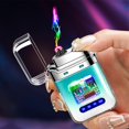 thumbnail image 1 of Big Savings! Creative Gradient Color Lighter, Outdoor Windproof Lighter with Double Arcs, Cool Transparent Lighter for BBQ, Camping, and Fire Starting, 1 of 6