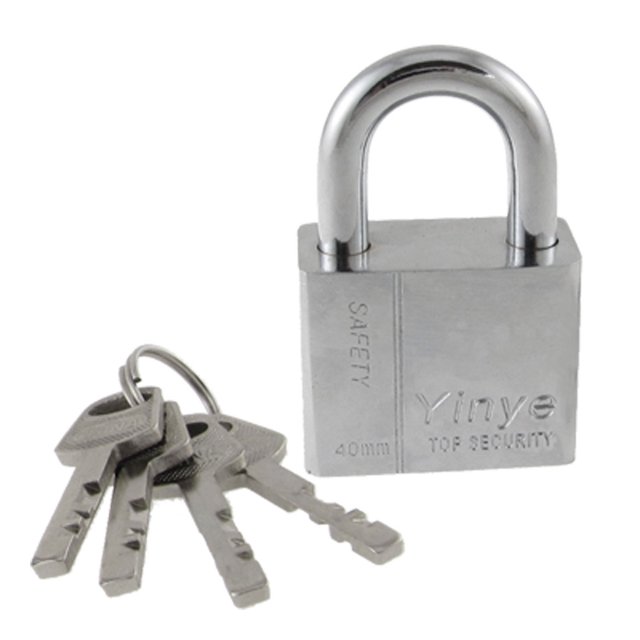 Unique Bargains Silver Tone Door Cabinet Metal 40mm Security Padlock + 4 Pcs Keys