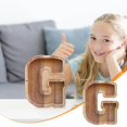 thumbnail image 2 of Wooden English Letter Savings Can with Transparent Glass Front for Coin Storage, 2 of 6