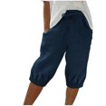 thumbnail image 1 of Timegard Shorts pour Femmes, Taille Haute Élastique, Cordon de Serrage, Bas Resserré, Shorts Mi-Cuisse Décontractés avec Poches, 1 of 6
