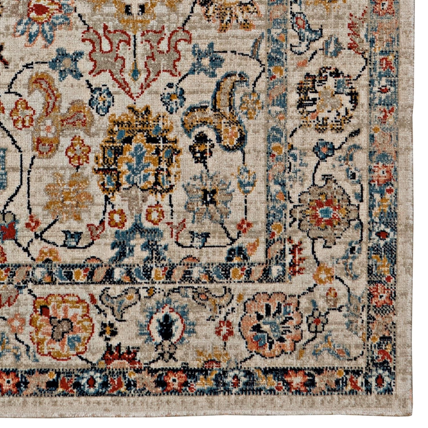 Tapis Grand Zéro Laramie ivoire & bleu de 8 pi x 10 pi