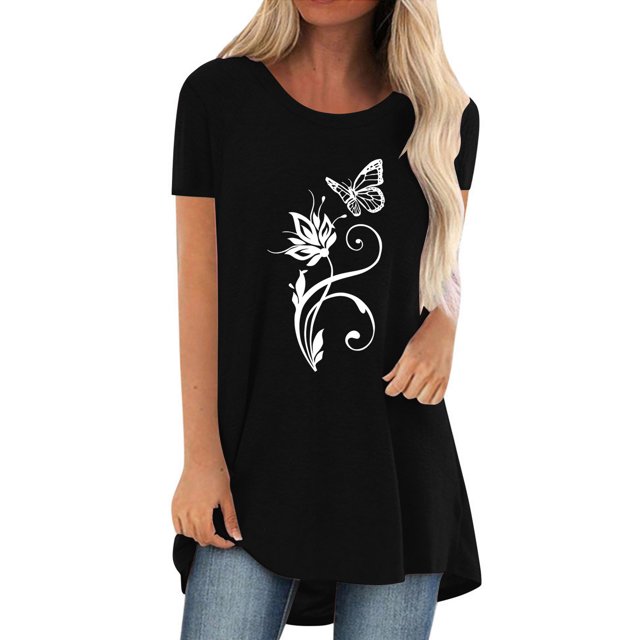 Pompotops Chemises Mode Décontractée pour Femmes Manches Courtes Tee-Shirt Ample Tunique Blouse