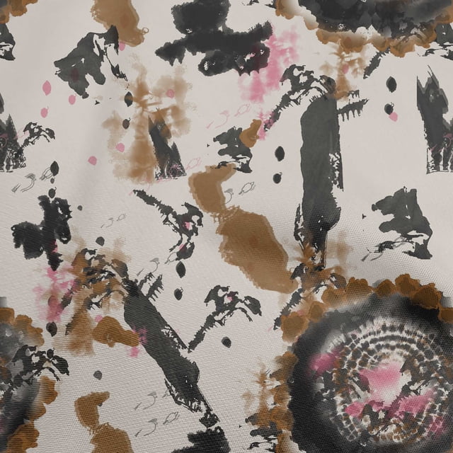 oneOone Viscose Chiffon Brown Fabric Abstract Texture Fabric For Sewing Printed Craft Fabric By The Yard 42 Inch Wide