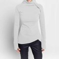 thumbnail image 4 of pxiakgy blouses pour Femmes blouse Décontractée Unie à Manches Longues Chandail Col Roulé Chandail à Fermeture Éclair Blanc + us:4, 4 of 9