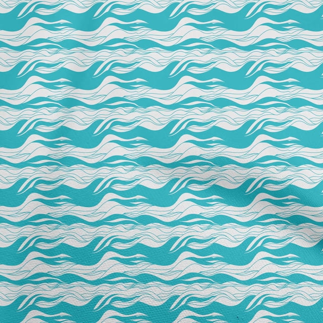 oneOone Cotton Poplin Turquoise Blue Fabric Asian Wave Craft Projects Decor Fabric Printed By The Yard 42 Inch Wide
