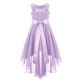 thumbnail image 2 of zdhoor Robe de Fête Sans Manches pour Filles, Ornée de Fleurs, Froncée, en Mousseline Brillante Perlée, Ourlet Asymétrique, Lavande 14, 2 of 6