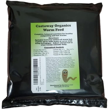 Castaway Organics Nourriture pour vers pour Tous les vers Compostables, vers Appâts, Ondulations Rouges, Nightcrawlers (2 Livres)