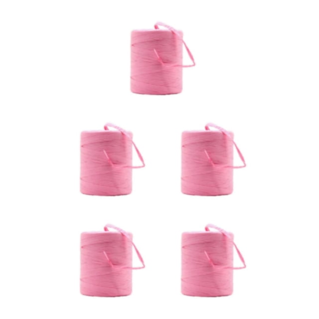 Decodeary Sturdy And Durable Raffia Rope Yarn For DIY Crafts Beautiful Colors Fiber Natural Paper Ribbon pink 5Set
