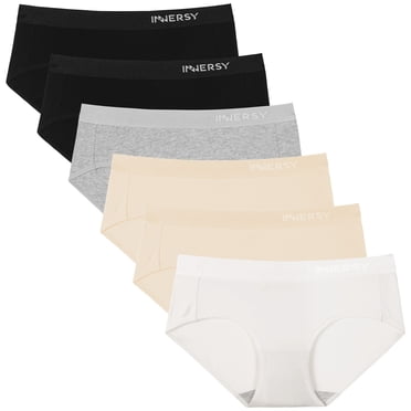 INNERSY Womens Underwear Cotton Hipster Panties Wide Waistband Underwear For Women 6-Pack(X-Large,Ashen Glow)