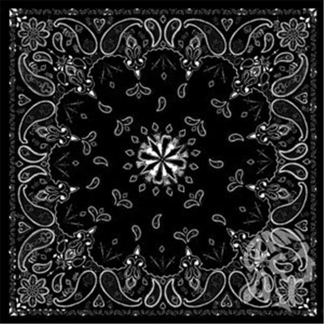 Bandanas Vendus en 12s B001 Paisley Noir Présentant un Tissu en Coton Noir avec un Motif Paisley Classique en Blanc. le Bandana Mesure 22 x 22 Pouces, a des Bords Cousus pour Prévenir l'Effilochage, et Est Idéal pour les Accessoires pour Femmes et des options de Style Polyvalentes.