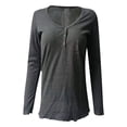 thumbnail image 4 of CEHVOM Hauts Décontractés pour Femmes T-shirt Blouse à Manches Longues Col en V Uni, 4 of 5