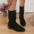 thumbnail image 2 of WEAIXIMIUNG Bottes-Chaussettes Femme Bottes Mode Automne et Hiver en Suède Mi-Mollet Bottes Confortables au Tempérament, 2 of 7