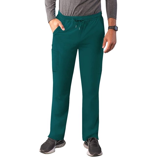 Adar Addition Scrubs for Men - Slim Leg Cargo Drawstring Scrub Pants - A6106 - Dark Teal - 3X