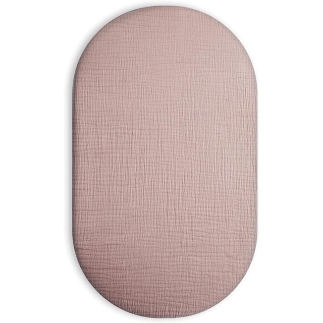 GHSDFBB Crib Sheets for Boys Girl, fitted baby toddler bed sheets measuring 28"x52" in a neutral muslin cotton material with boho style. The sheet is soft, breathable, and designed for standard crib mattresses. Shown in a shadow color with a textured finish, ideal for nursery decor.