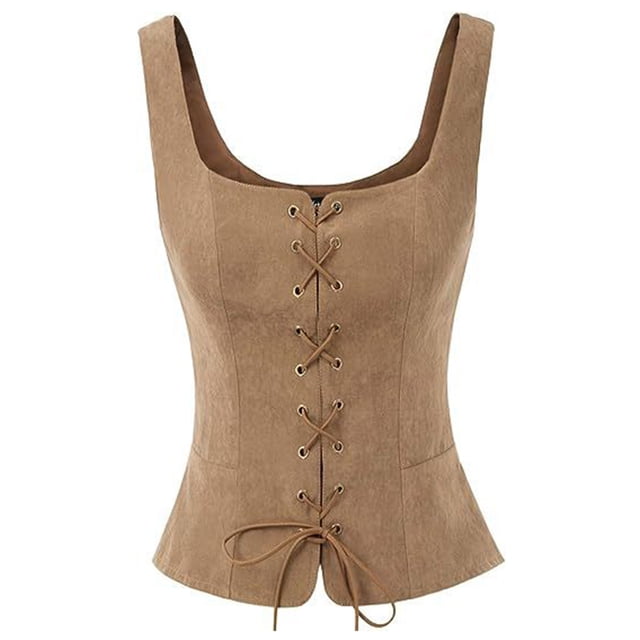 BLVB Corset Renaissance pour Femmes, Débardeur Médiéval Sans Manches, Tenue Western Grande Taille, Corset à Lacets