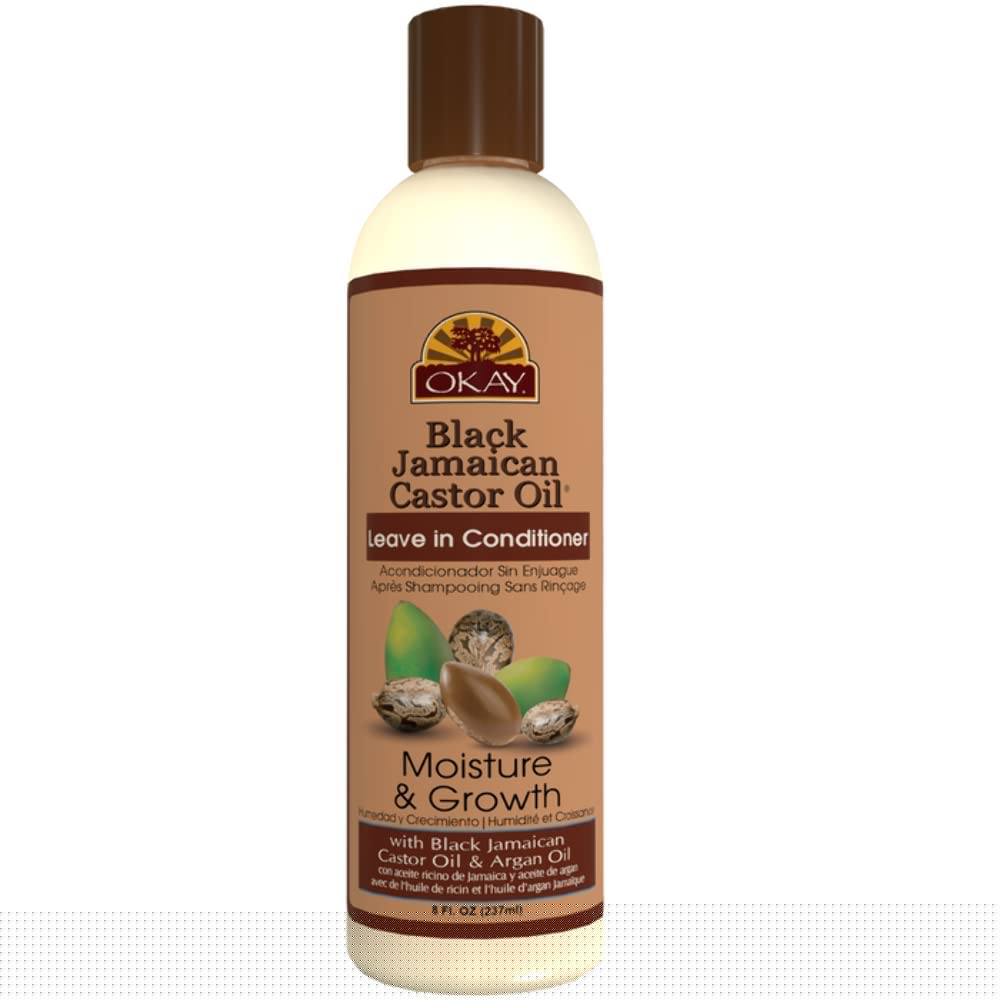 Okay Black Jamaican Castor Oil Moisture Growth Leave In Conditioner Helps Moisturize&Regrow Strong Healthy Hair Sulfate Silicone Paraben Free For All Hair Types And Textures Made In Usa 8Oz