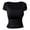 Noir, variante sur LUOGENLI Hauts pour Femmes Coton Manches Courtes Mode pour Femmes Ajusté Col en U T-Shirt Mode Décontracté Couleur Unie T-Shirt à Manches Courtes Noir Taille P