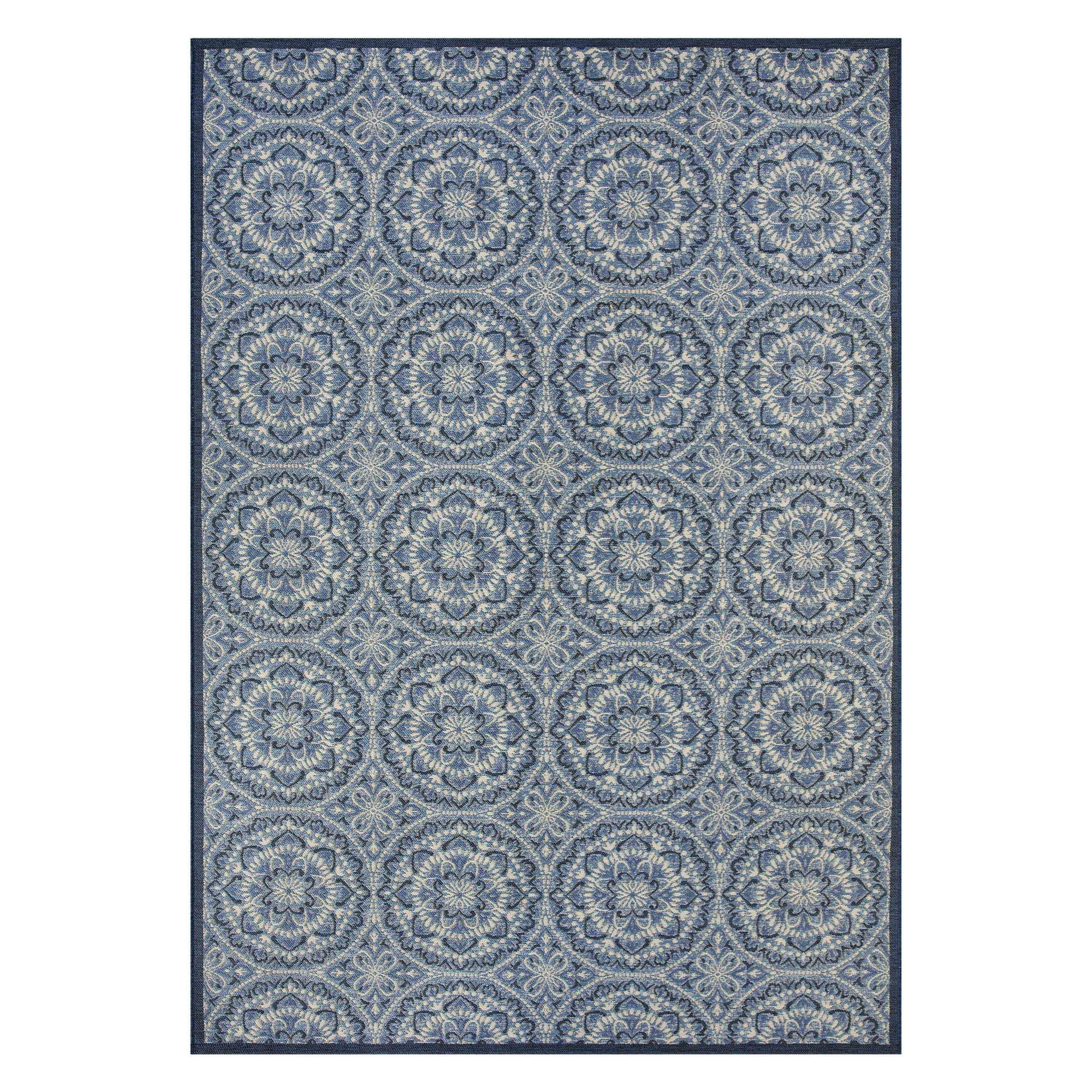 Tapis extérieur à médaillons Monarque bleu 213 cm x 305 cm Better Homes & Gardens