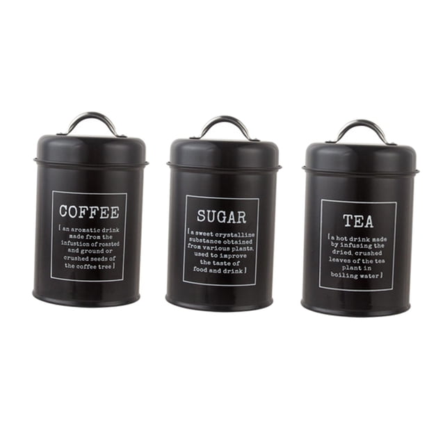 yuksok Metal Kitchen Canister Set coffee and tea Sugar Storage Jars Containers for A Black