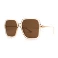 thumbnail image 3 of Womens Luxury Thin Metal Arm Mod Rectangle Butterfly Sunglasses Beige Brown, 3 of 5
