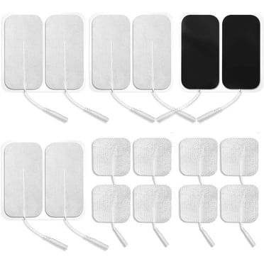 Easy@Home Tens Unit Self Stick Carbon Electrode Pads, Non Irritating Design 8 Pcs 2" x 4" Reusable Pads + 8 Pcs 2" x 2" Reusable Pads