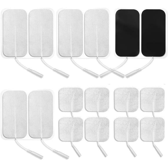 Easy@Home Tens Unit Self Stick Carbon Electrode Pads, Non Irritating Design 8 Pcs 2" x 4" Reusable Pads + 8 Pcs 2" x 2" Reusable Pads