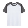thumbnail image 1 of AJIWYH Chemises d'Uniforme pour Garçons, Enfants Garçons Filles T-Shirt Décontracté à Manches Courtes à Blocs de Couleur Surdimensionné à Col Rond Hauts (Gris Foncé, 11-12 Ans), 1 of 3