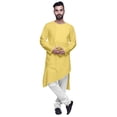 thumbnail image 1 of Atasi Kurta Long Asymétrique Indien pour Homme, Kurta Uni à Col Rond, Tenue de Fête, 1 of 5