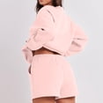 thumbnail image 4 of Ensemble de Survêtement pour Femmes avec Shorts, Tenue 2 Pcs pour Femmes pour l'Automne, Chandails à Manches Longues Décontractés Surdimensionnés à Col Ras du Cou, Shorts à Taille Élastique, Ensembles Assortis Roses, 4 of 7