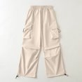 thumbnail image 1 of RKSTN Womens Pants Casual New Pants Design Sense Of Casual Sports Pants Drawstring Cargo Pants Wide-leg American Style Multiple Pockets High Waisted Soft Comfortable Straight Leg Pants, 1 of 6