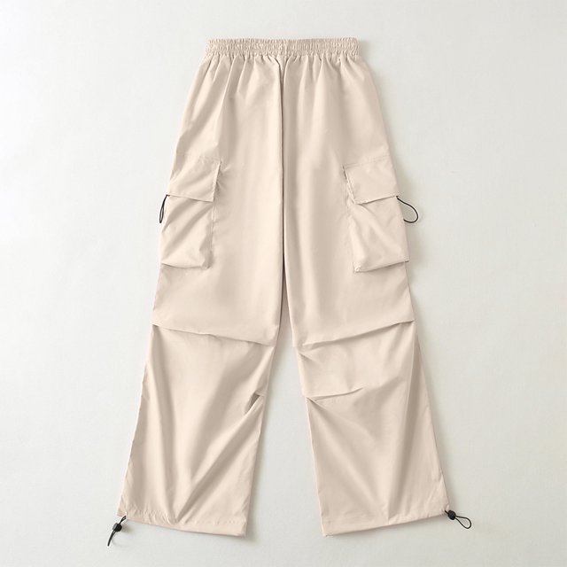 RKSTN Womens Pants Casual New Pants Design Sense Of Casual Sports Pants Drawstring Cargo Pants Wide-leg American Style Multiple Pockets High Waisted Soft Comfortable Straight Leg Pants