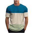 thumbnail image 1 of Plebaso T-Shirts pour Hommes à Blocs de Couleur Manches Courtes Chemises Imprimées Col Ras du Cou Été Décontracté Amples T-Shirts Hauts, 1 of 5