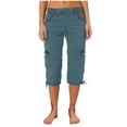 thumbnail image 4 of Cameland Pantalon Cargo de Randonnée pour Femmes en Coton, Taille Élastique, Pantacourt d'Extérieur à Bas Resserré, Pantalon de Sport avec Poches, 4 of 4