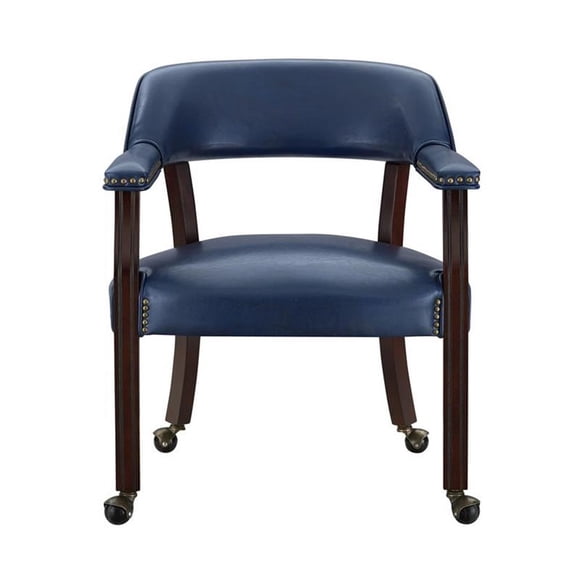 Steve Silver Fauteuil à Accoudoirs en Similicuir Bleu Marine de Tournoi avec Roulettes