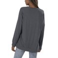 thumbnail image 3 of Pompotops Casual Femmes Couleur Unie Col Rond Poche en Vrac Sweat à Manches Longues, 3 of 5