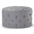 thumbnail image 1 of Maven Lane Pouf Rond Traditionnel Marcy en Tissu d'Ardoise, 1 of 6