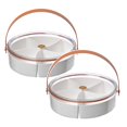 thumbnail image 1 of 2PC Stainless Steel Cutlery Set Divided Serving Tray With Lid And Handle Portable Snack Tray With Lid Snackle Box Charcuterie Container Snack Platters Organizer For Candy Fruits Snacks White, 1 of 9