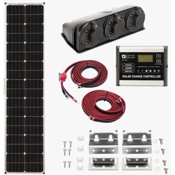 Zamp Solar Solar Kit KIT1007 90 Watt Deluxe Solar Kit With Airstream Mounting Feet; Fused Output Lead; 30 Amp Lithium Capable Charge Controller; 510 Watts Expandable 3B-Roof Cap
