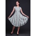 thumbnail image 2 of Bimba Robe Midi Évasée d'Été Sans Manches à Imprimé Floral Décontractée pour Femmes Ikat Shibori Bleue - Petit, 2 of 6