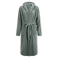 thumbnail image 4 of Teissuly Peignoirs pour Femmes Mode Allongé Garder au Chaud Col à Revers Même Style Pyjama à Capuche Uni Manches Longues Nuisette, 4 of 6